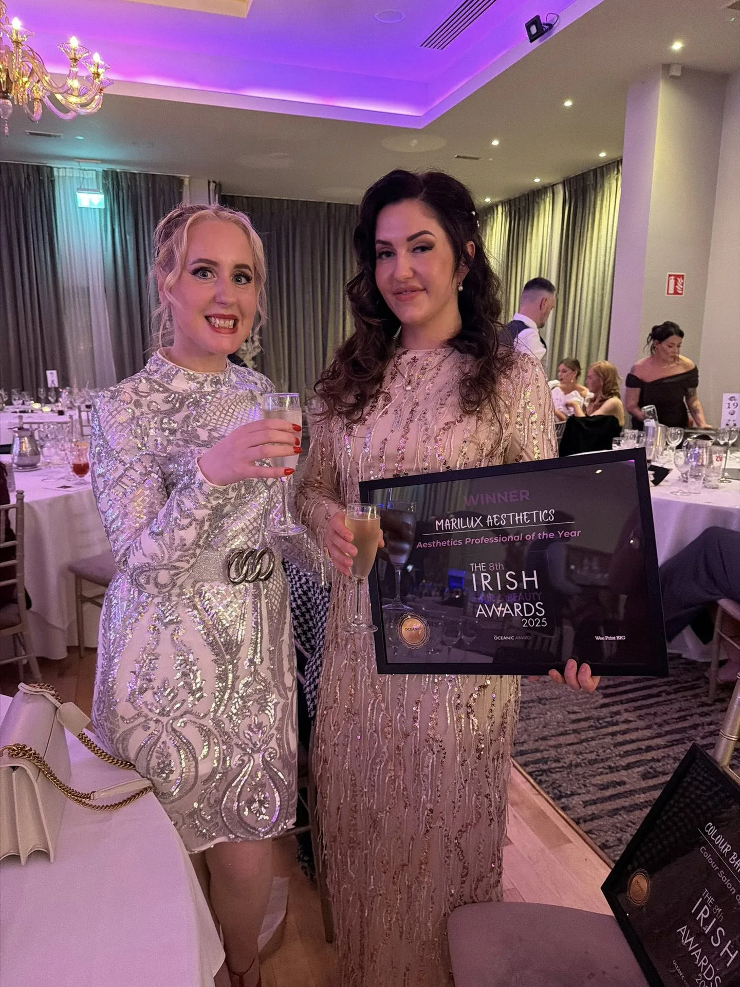 Mariola Kotynska receiving Aesthetics Professional of the Year award at The Irish Awards 2025